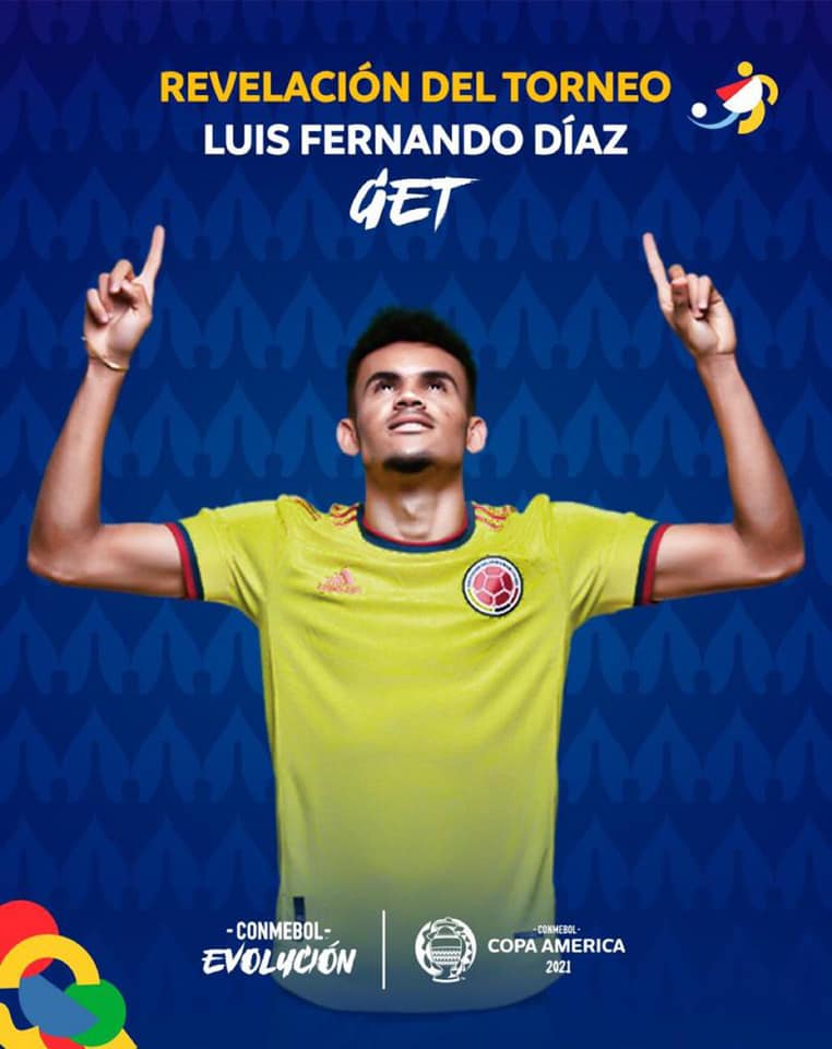 Luis Díaz, elegido como el jugador revelación de la Copa América 2021