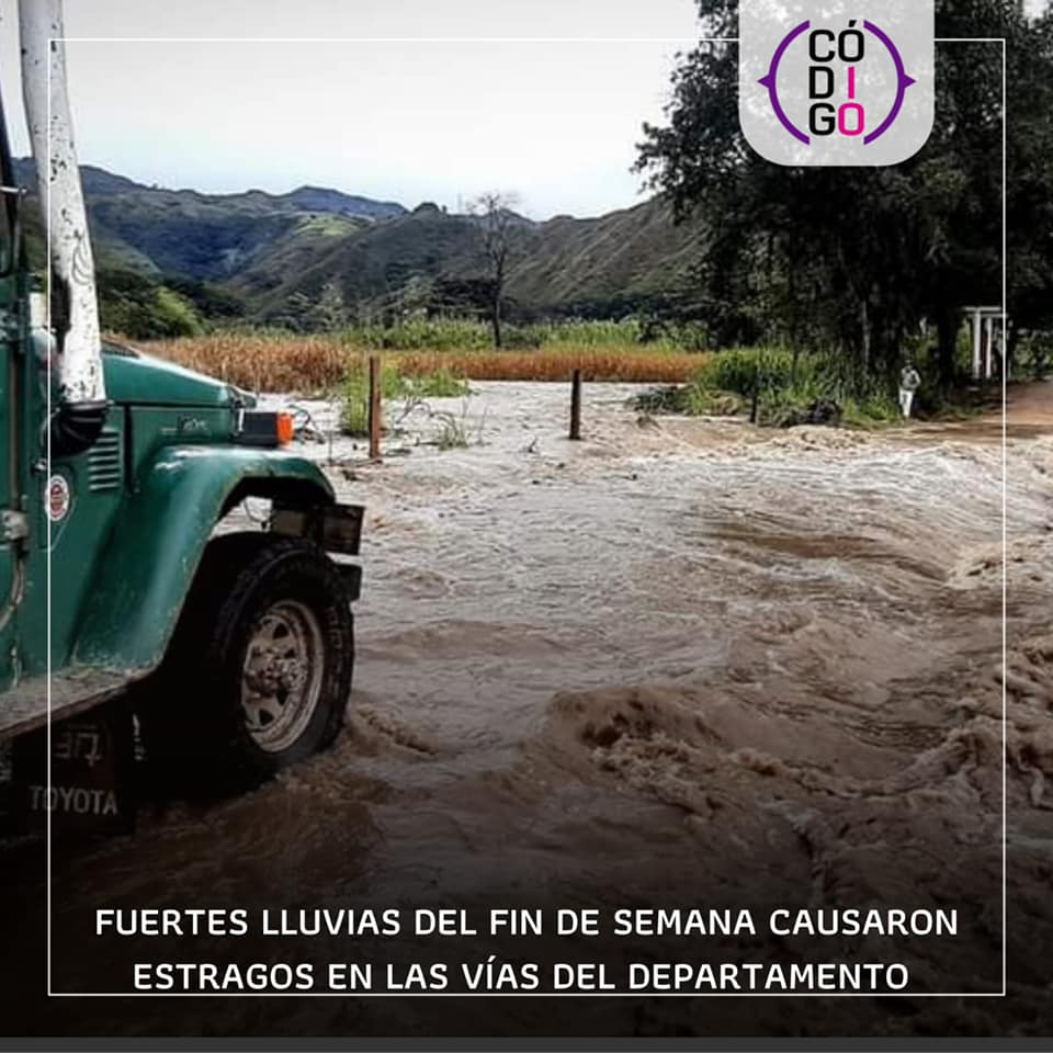 Fuertes lluvias del fin de semana causaron estragos en las vías del departamento