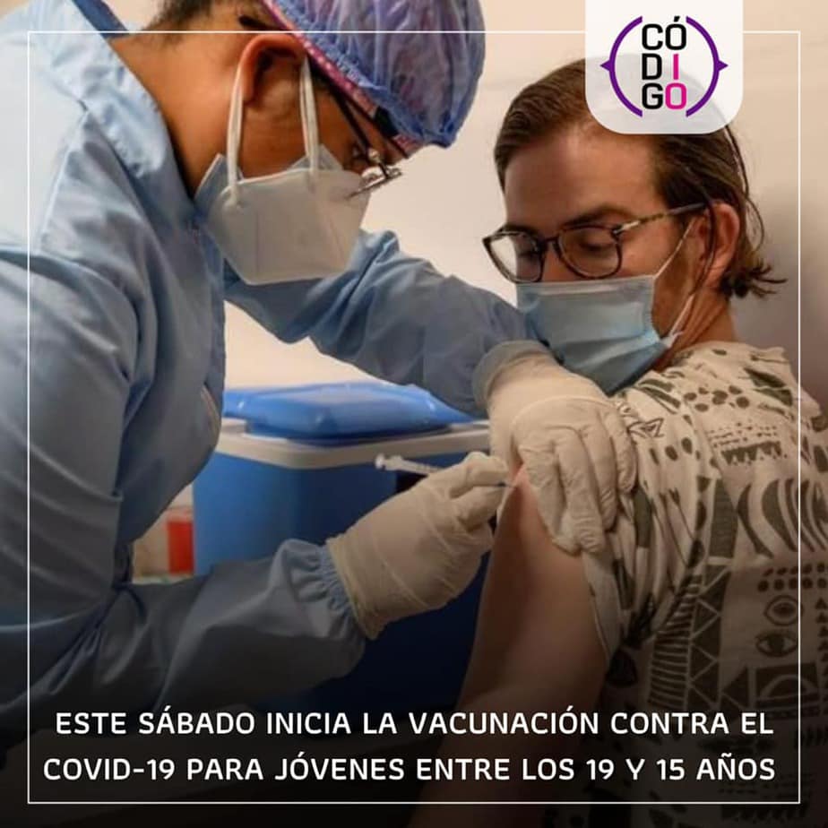 Este sábado inicia la vacunación contra el Covid-19 para jóvenes entre los 19 y 15 años